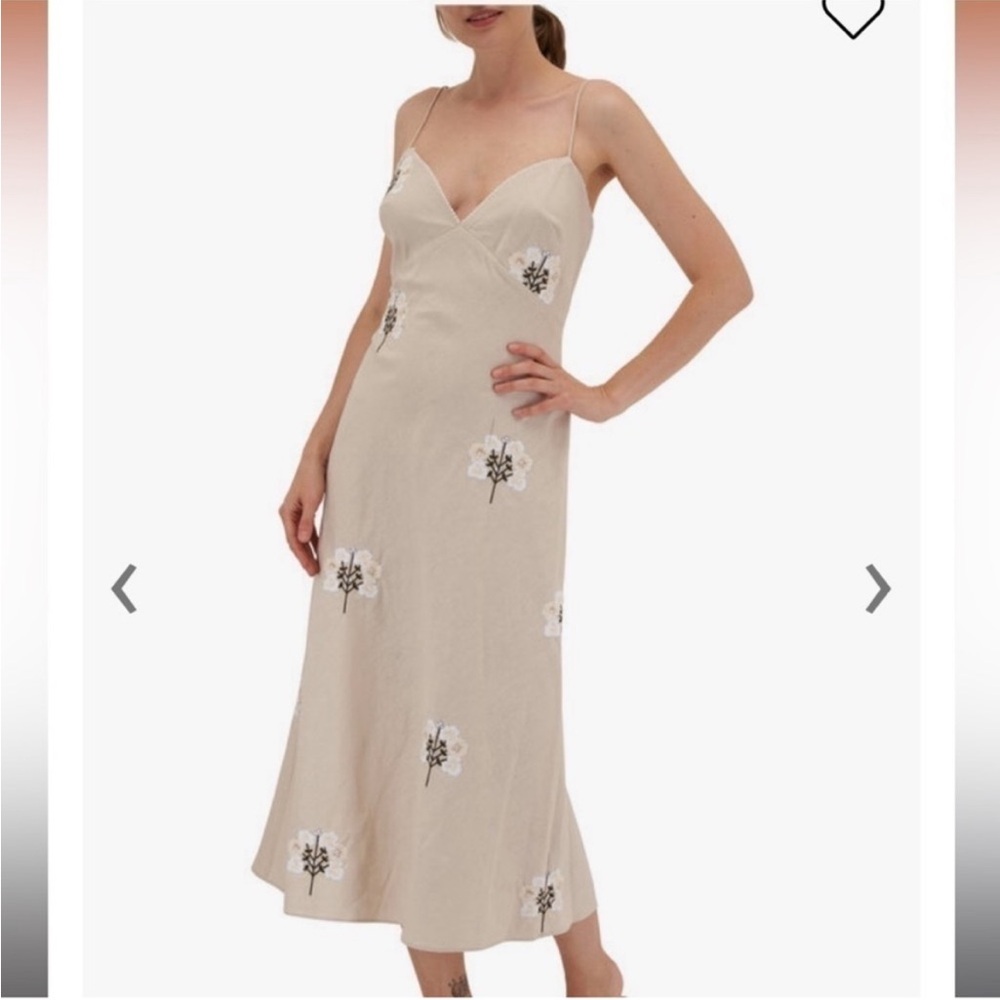 Sachin and Babi Cara Embroidered Dress Natural Floral Size 14